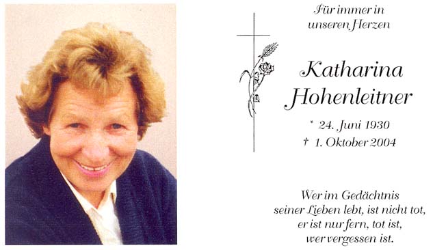 Unser langjhrige Freundin Katharina Hohenleitner