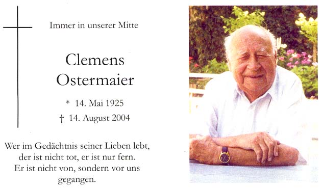 Unser verstorbenes Gr&uuml;ndungsmitglied Clemens Ostermaier
